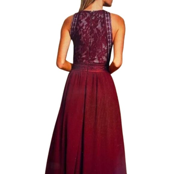 NWT, Lulus Forever And Always Burgundy Lace Maxi Dress Size XS - Picture 9 of 11